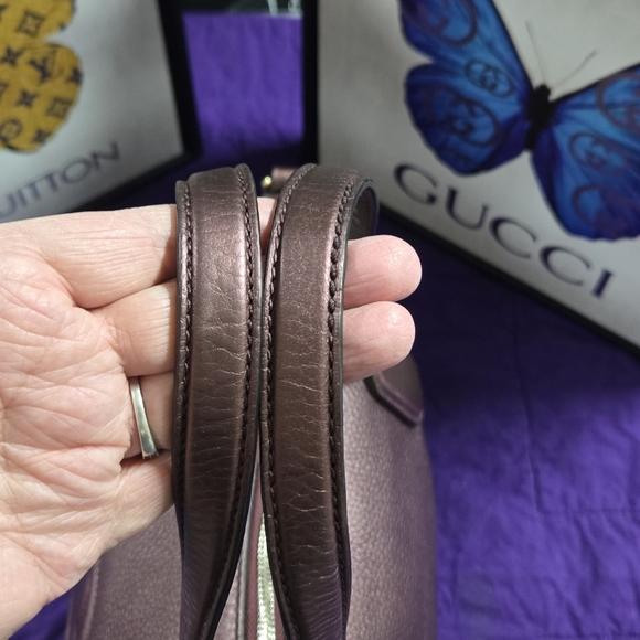 Gucci Soho Metallic Purple Leather Women's Shoulder/Crossbody Bag - Picture 6 of 12